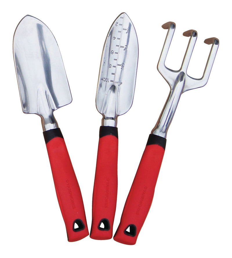 Yardworks Aluminium Garden Tool Set with Rubber Handles, Assorted Colours, 3-pc E2