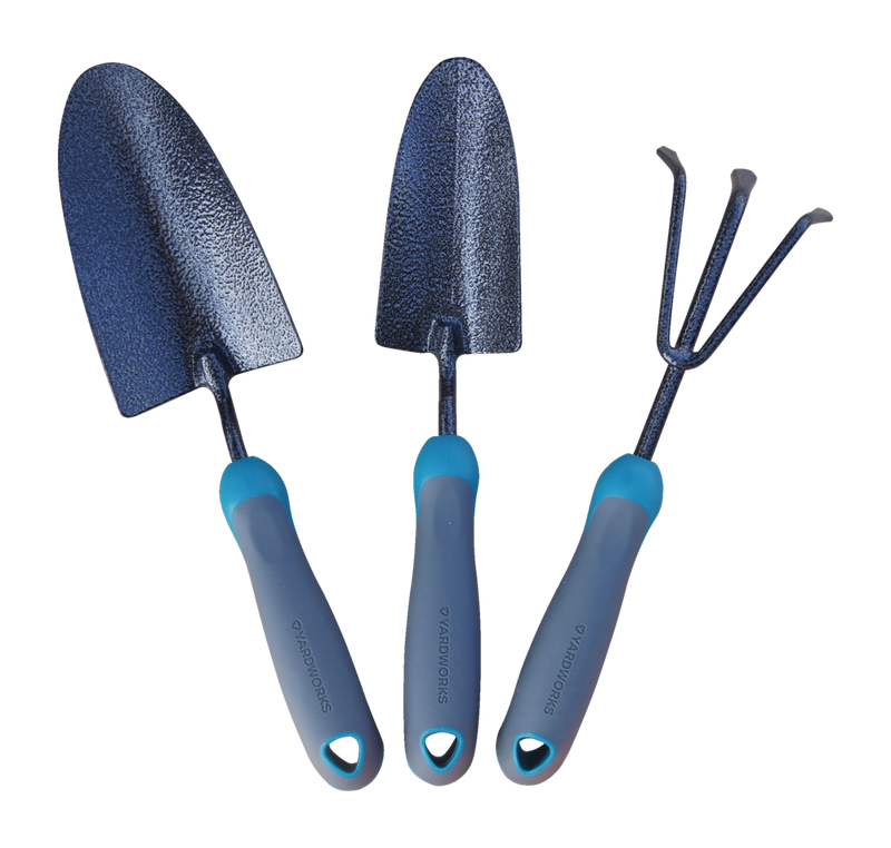 Yardworks Carbon-Steel Garden Tool Set with Rubber Handles, Hammertone Finish, 3-pc S2