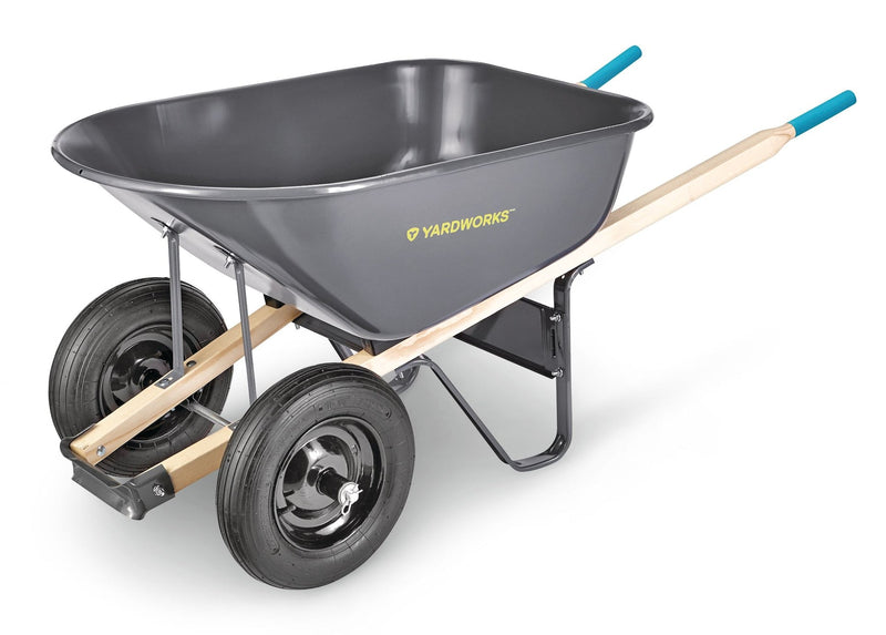 Yardworks Steel Tray 2-Wheel Garden Wheelbarrow, 6-cu-ft M9