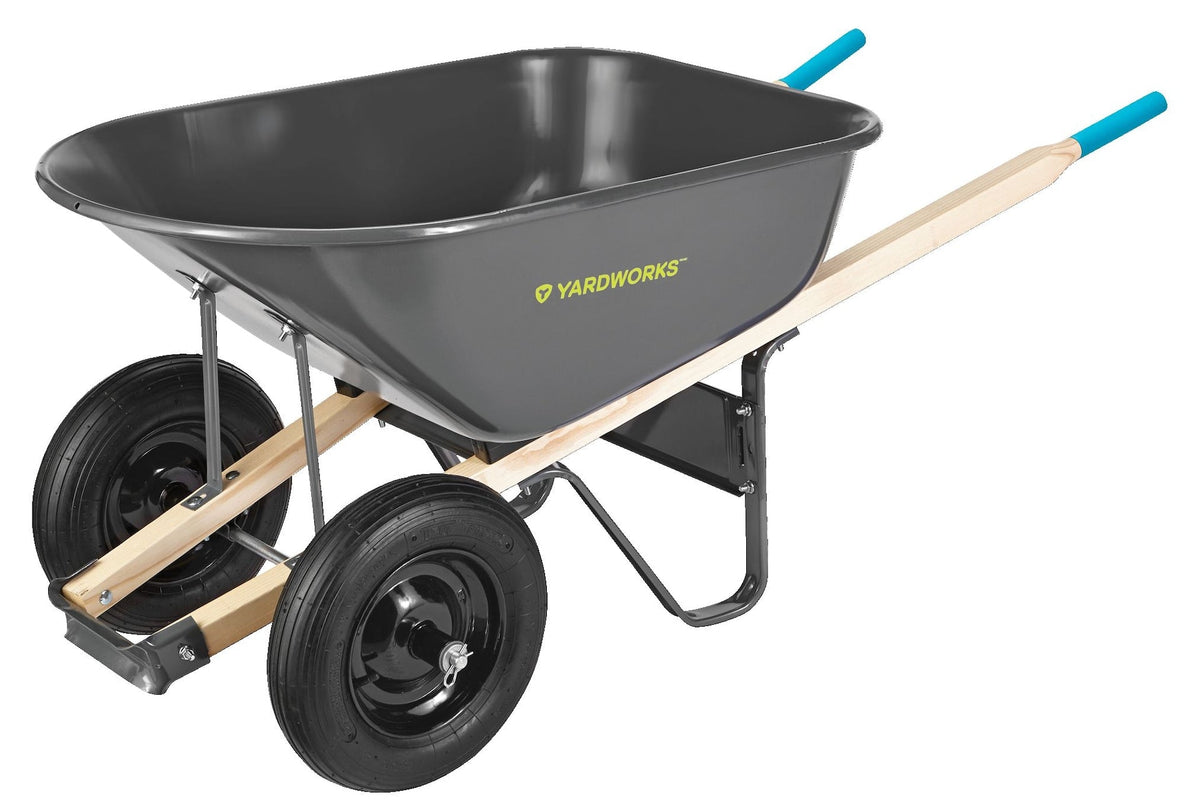 Yardworks Steel Tray 2-Wheel Garden Wheelbarrow, 6-cu-ft