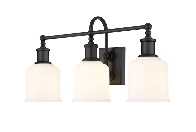Z-Lite Bryant 3-Light Vanity Light, Black with Opal Shade O1