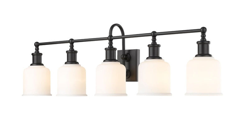 Z-Lite Bryant 5-Light Vanity Light, Black with Opal Shade B9