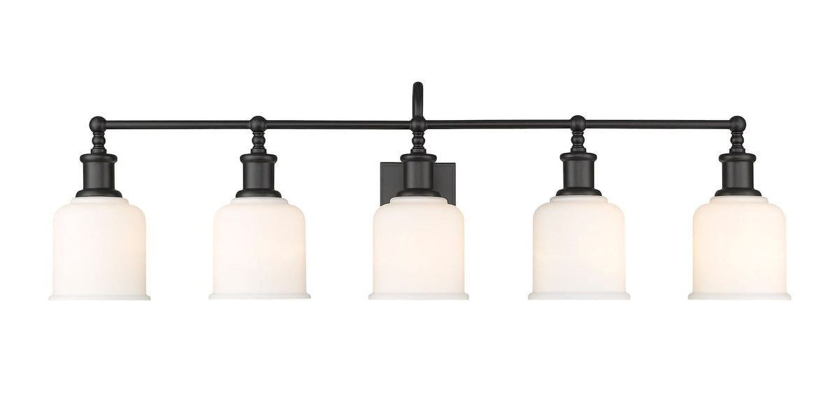 Z-Lite Bryant 5-Light Vanity Light, Black with Opal Shade