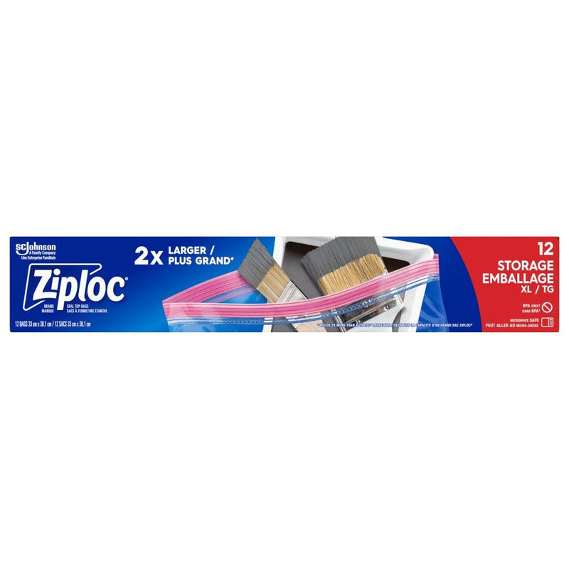 Ziploc Extra Large Reclosable Food Storage Bags, Reusable, 12-pk D8