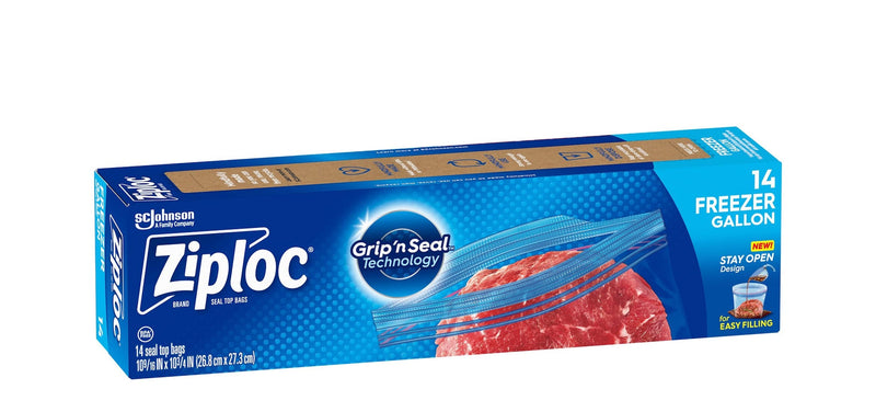 Ziploc Large Plastic Freezer Bags, 3.78-L, 14-pk Q2