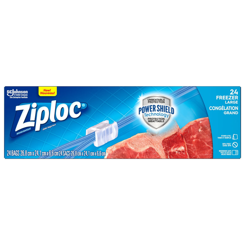Ziploc Large Slider Plastic Freezer Bag, 950-mL, 24-pk K1