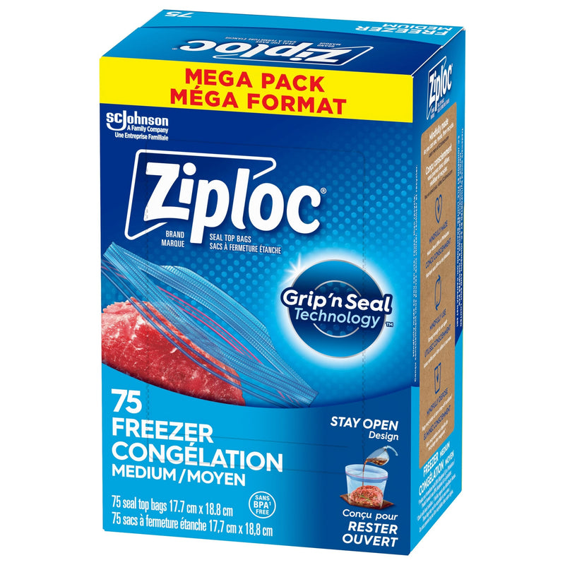 Ziploc Medium Plastic Freezer Bags Mega Pack, 520-mL, 75-pk J8