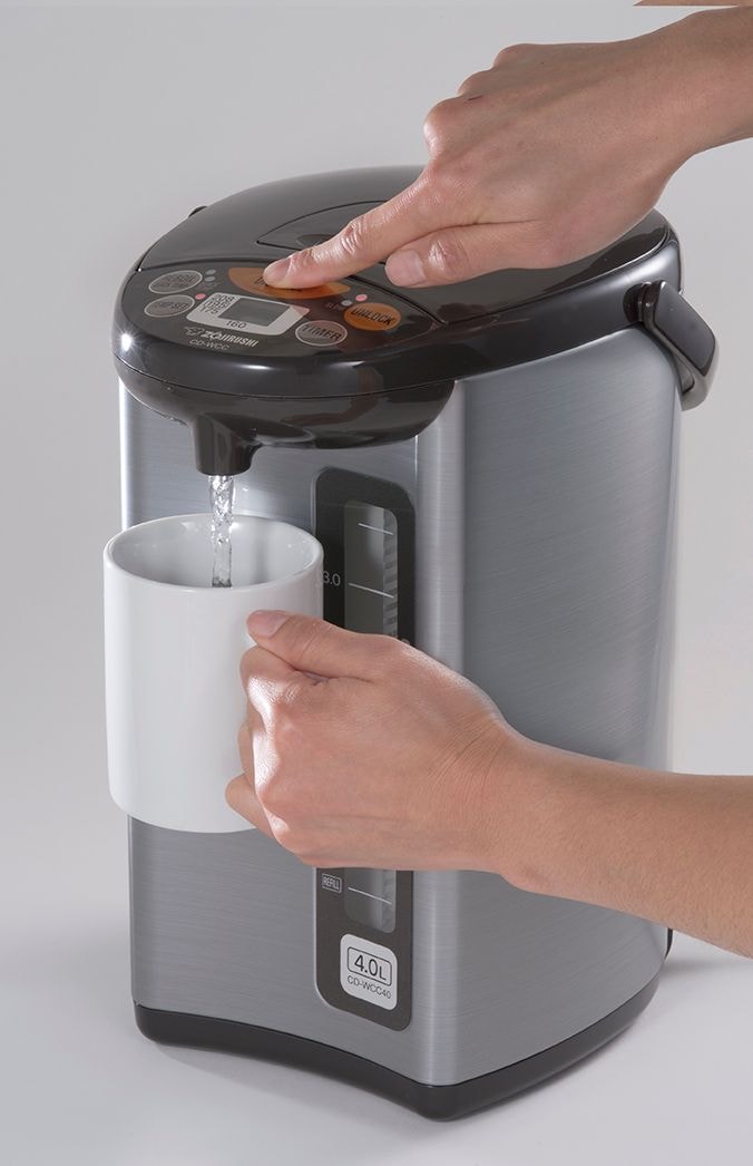 Zojirushi Electric Hot Water Boiler, Warmer & Dispenser, Black/Stainless Steel, 4-L G9