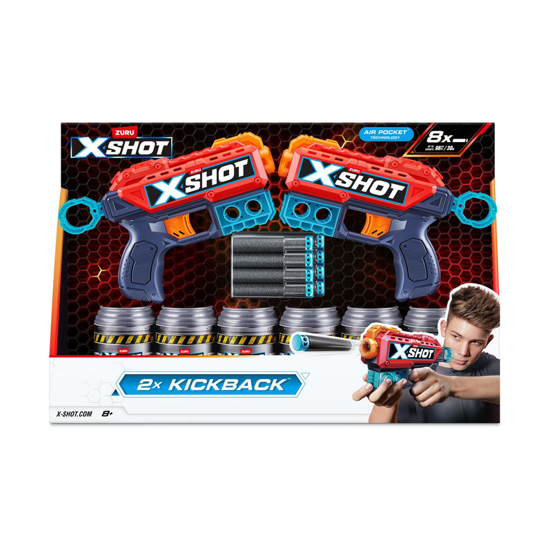 Zuru X-Shot Excel Double Kickback Dart Blaster, Includes 6 Cans & 8 Darts, 2-pk, Ages 8+ W7