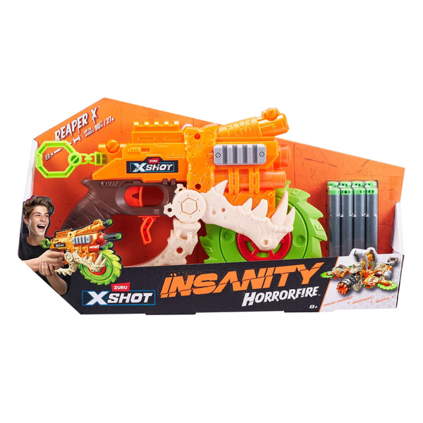 Zuru X-Shot Insanity HorrorFire Reaper X Dart Blaster with Saw Blade, Includes 8-Darts, Ages 8+ L5