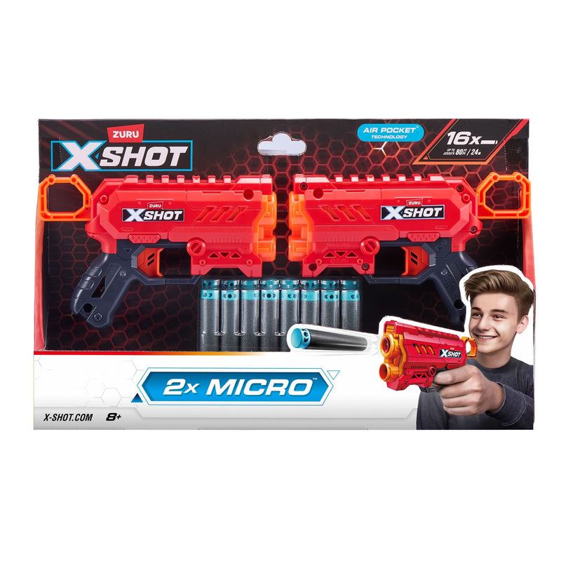 Zuru X-Shot Micro Foam Dart Blaster, Includes 16 Darts, 2-pk, Ages 8+ G2